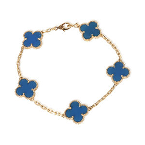 Van Cleef & Arpels Yellow Gold Agate Vintage Alhambra Bracelet